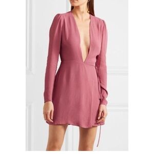 Reformation Georgette Antique Rose Long Sleeve Wrap Dress Medium